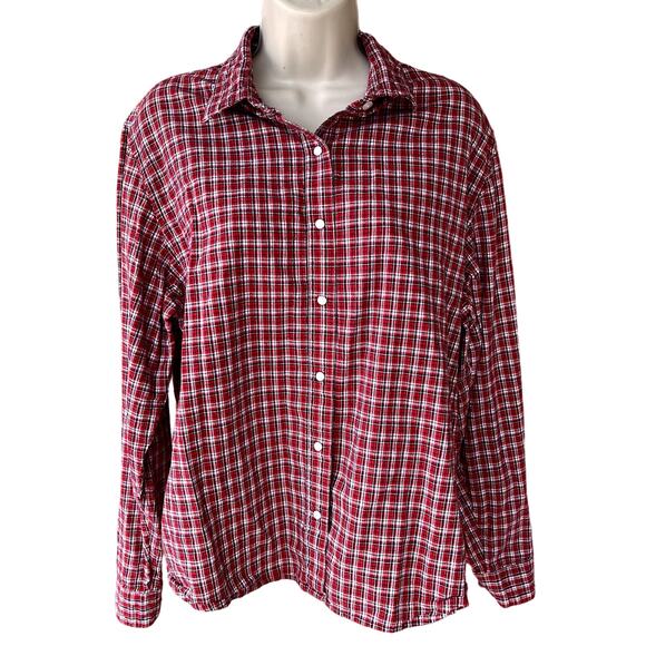Panhandle Slim Quality Western Wear Red Plaid Button Up Shirt Womens L - Picture 1 of 7